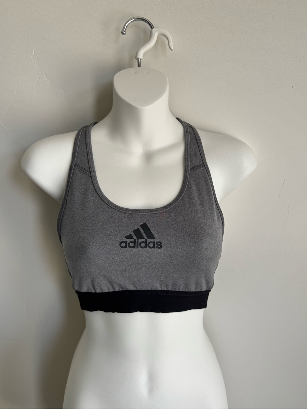 adidas Grey and Black Racerback Support Sports Bra